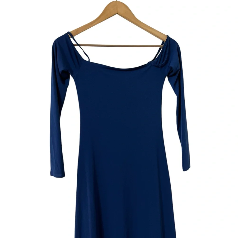 ABERCROMBIE & FITCH Blue Off Shoulder Long Sleeve Maxi Dress